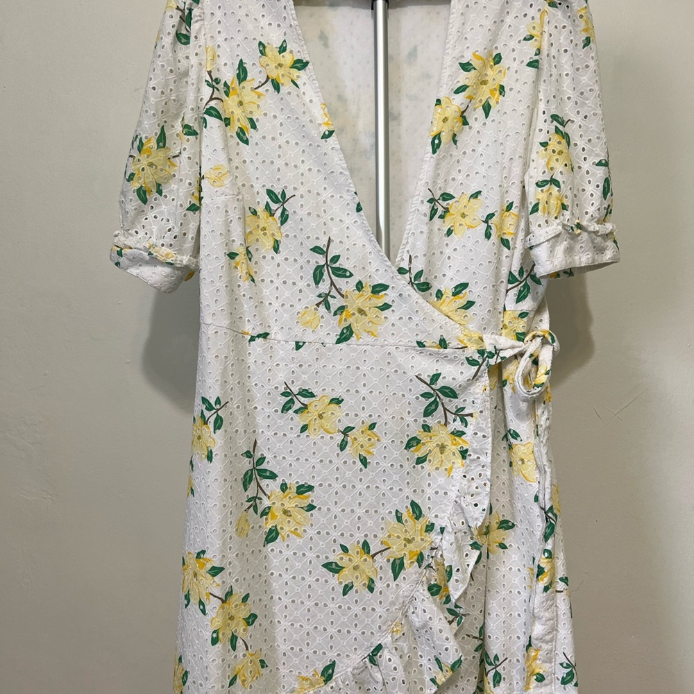 Draper James White and Yellow Floral Midi Dress
